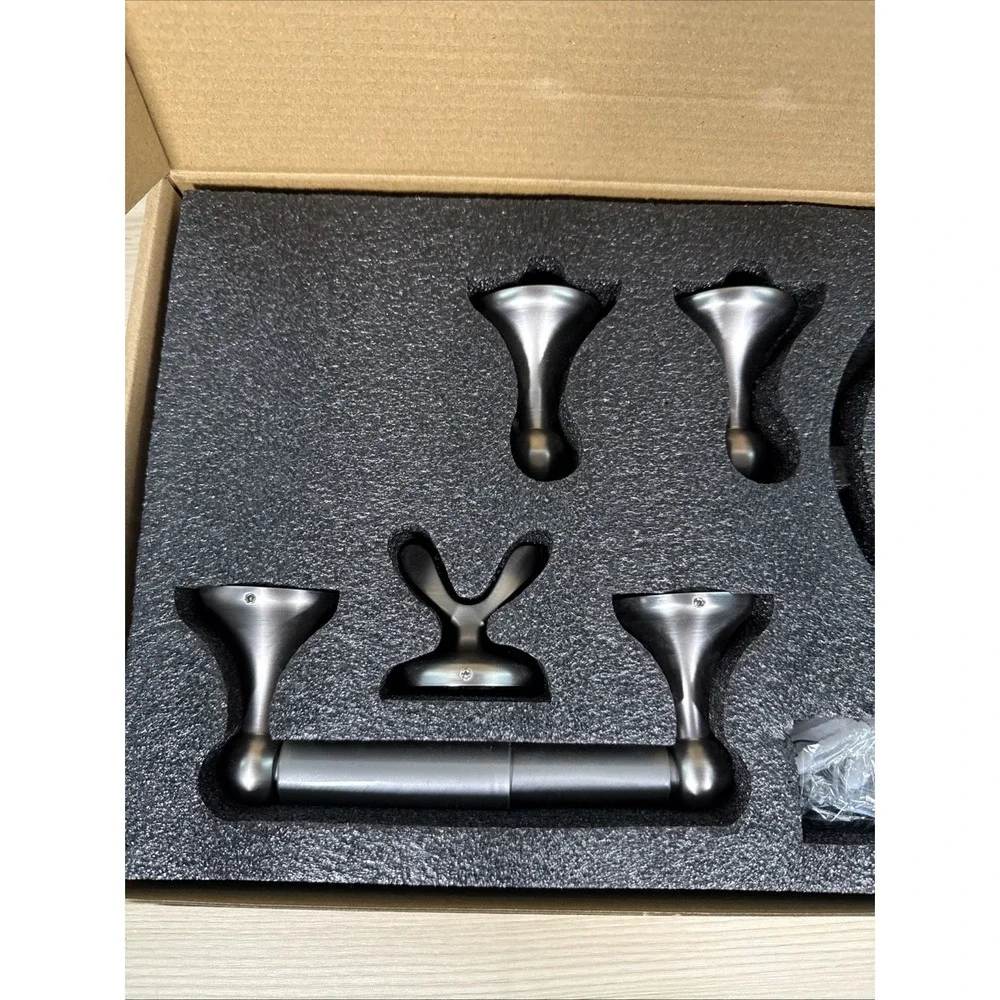 Brushed Nickel Bathroom Hardware Set - Adjustable‎ Towel Bar, 3-Piece Wall Mount